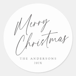 Adesivo Foto de Script de Natal Preto e Branco Feliz