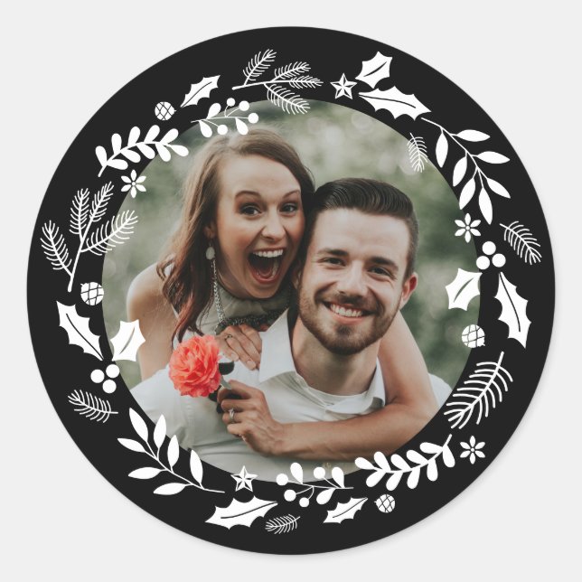 Adesivo Foto de Wreath Mínima Preta Branca (Frente)