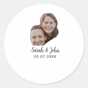 Adesivo Foto do casal com nome e data simples casamento