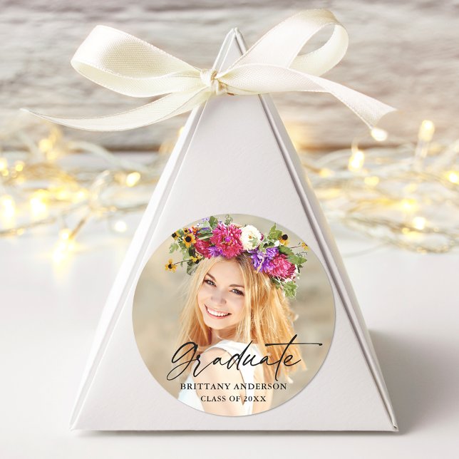 Adesivo Foto do Formando de Script de Tinta Moderna de Cal (Customize to change your personalized text size or text style.)