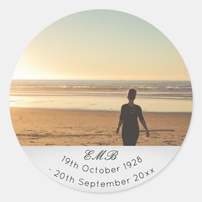 Adesivo Foto do Monograma do Funeral Memorial (Frente)