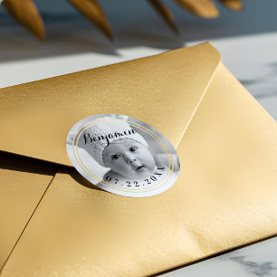 Adesivo Foto do Natal do bebê Dourado elegante do quadro 