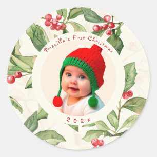 Adesivo Foto do primeiro erro de Natal do bebê