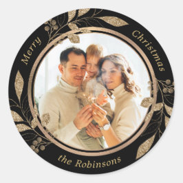 Adesivo Foto Dourada da família Foliage Natal Preto