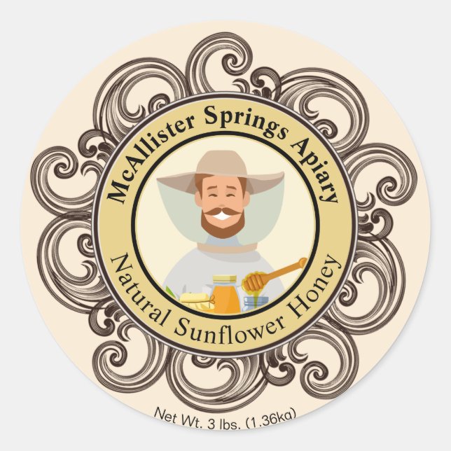 Adesivo Foto Dourada de Honey Jar Beekeeper (Frente)