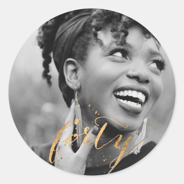 Adesivo Foto Dourada do aniversário de 40 anos (Frente)