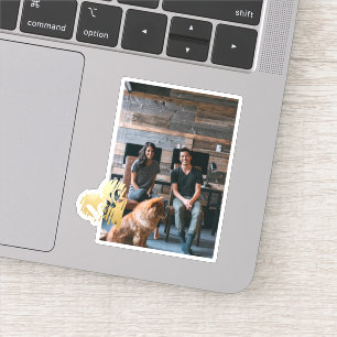 Adesivo Foto Dourado do coração do amor personalizada