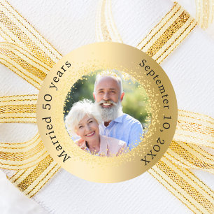 Adesivo Foto em ouro de aniversário de 50 anos de casament