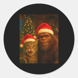 Adesivo Foto engraçada de gato com Bigfoot Natal Sasquatch