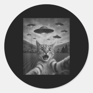 Adesivo Foto engraçada de gato surpreso com alienígena OVN