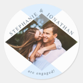 Adesivo Foto Geométrica de Casamento Moderno Azul e Branco