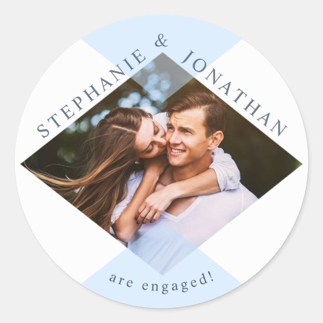 Adesivo Foto Geométrica de Casamento Moderno Azul e Branco (Frente)