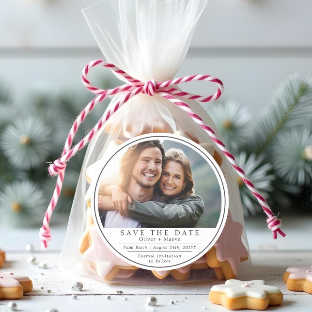 Adesivo Foto Mínima Moderna Preto Branco Salvar A Data (Criador carregado)