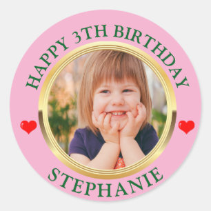 Adesivo Foto Moderna Simples de Aniversário Personalizada 
