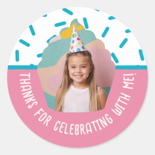 Adesivo Foto Personalizada Aniversário Obrigado Cupcake Sp