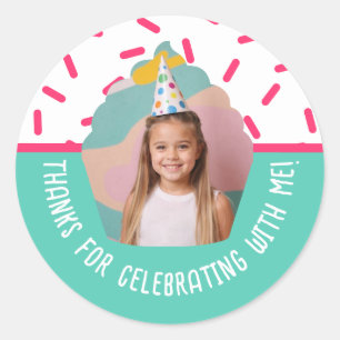 Adesivo Foto Personalizada Aniversário Obrigado Cupcake Sp