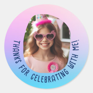 Adesivo Foto Personalizada Aniversário Obrigado Gradiente