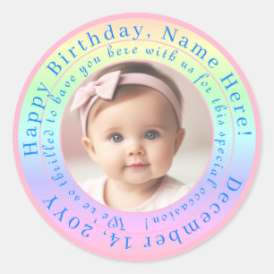 Adesivo Foto personalizada cor-de-rosa-bebê e cores azuis