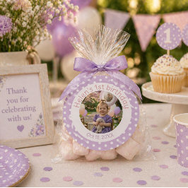 Adesivo Foto Personalizada de 1º Aniversário com Pontinhos