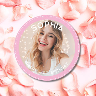 Adesivo Foto personalizada de aniversário de 21 anos cor-d