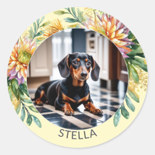 Adesivo Foto Personalizada de Cachorro Animal Floral Fofo