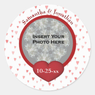 Adesivo Foto personalizada de casamento de pequenos coraçõ