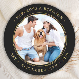 Adesivo Foto personalizada de casamento Dourado preto