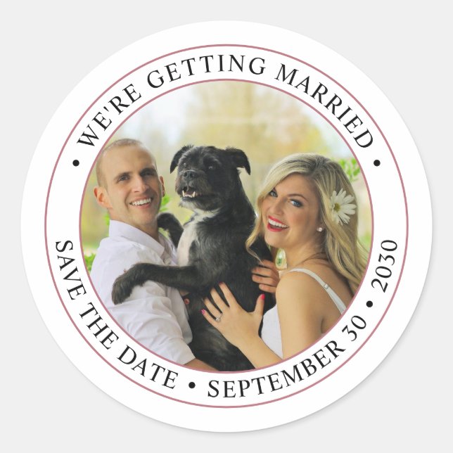 Adesivo Foto Personalizada de Casamento Save the Date (Frente)