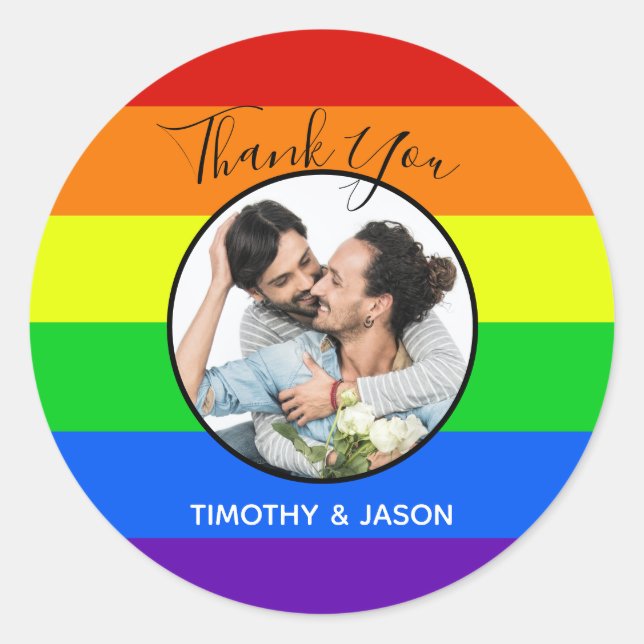 Adesivo Foto Personalizada Do Orgulho gay Rainbow Obrigado (Frente)