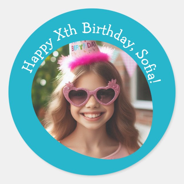 Adesivo Foto personalizada e aniversário feliz (Frente)