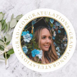 Adesivo Foto Personalizada Elegante Dourada para Graduação