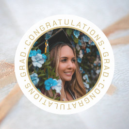 Adesivo Foto Personalizada Elegante Dourada para Graduação