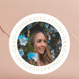 Adesivo Foto Personalizada Elegante Dourada para Graduação