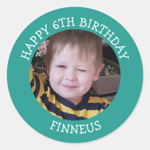 Adesivo Foto Personalizada, Idade e Nome de Aniversário
