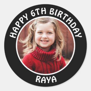 Adesivo Foto Personalizada, Idade e Nome de Aniversário