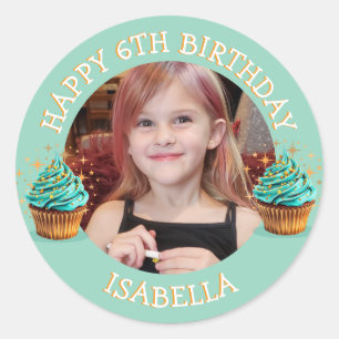 Adesivo Foto Personalizada, Idade e Nome de Aniversário