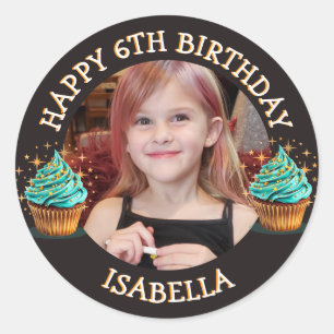 Adesivo Foto Personalizada, Idade e Nome de Aniversário