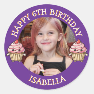 Adesivo Foto Personalizada, Idade e Nome de Aniversário