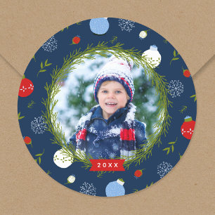 Adesivo Foto personalizada irrisório do Natal do feriado