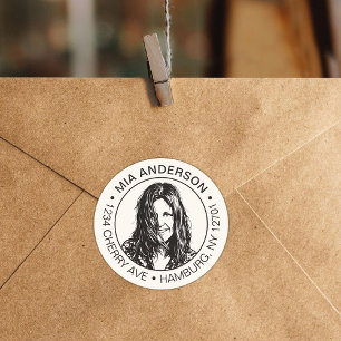 Adesivo Foto personalizada, nome e endereço de devolução 