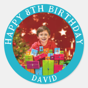 Adesivo Foto Personalizada, Nome e Idade Aniversário Cláss