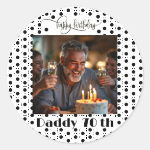 Adesivo Foto Personalizada Preto Bolinhas Pai Aniversário