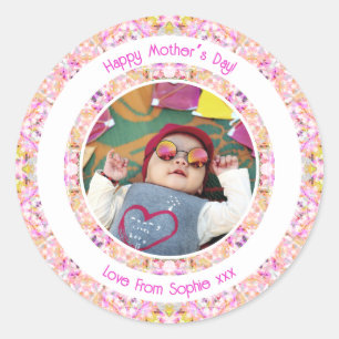 Adesivo Foto Personalizada Vibrante Rosa Feliz Verde Dia d