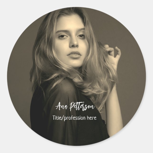 Adesivo foto profissional QR website email social moderno (Frente)