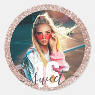 Adesivo Foto Rosa Brilhante Moderno Sweet 16 Birthdia