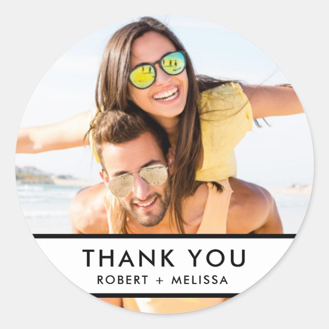 Adesivo Foto Simples De Casamento Obrigado (Frente)