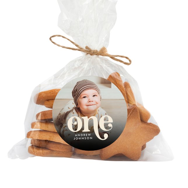 Adesivo Foto simples do primeiro aniversario de Boho minim (Criador carregado)