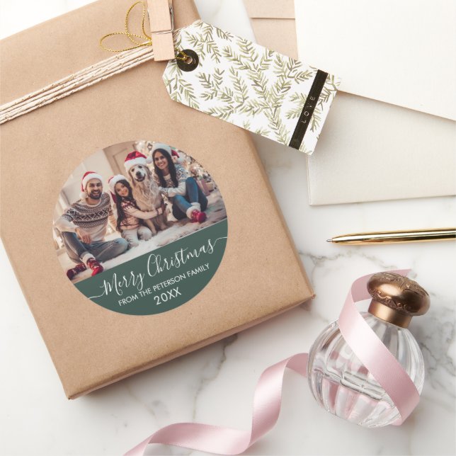 Adesivo Foto Verde da família de scripts modernos Feliz Na (Presentear)