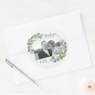Adesivo Fotografia de Eucalipto Casamento Agradecimento 