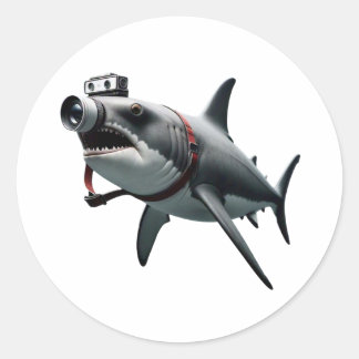 Adesivo Fotógrafo de Shark com Captura de Cabeça de Câmera